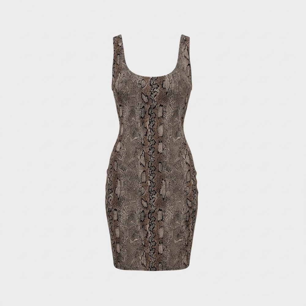 Snakeskin Print Sleeveless Bodycon Sheath Dress Women’s Size S